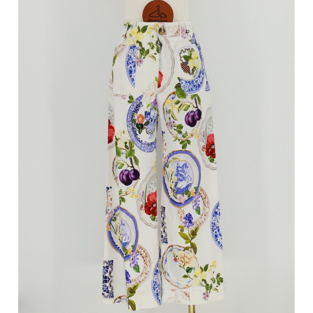 Maeve Anthropologie The Colette Crop Wide Leg Pants Size 26 Magic Fabric Artsy - Picture 1 of 10